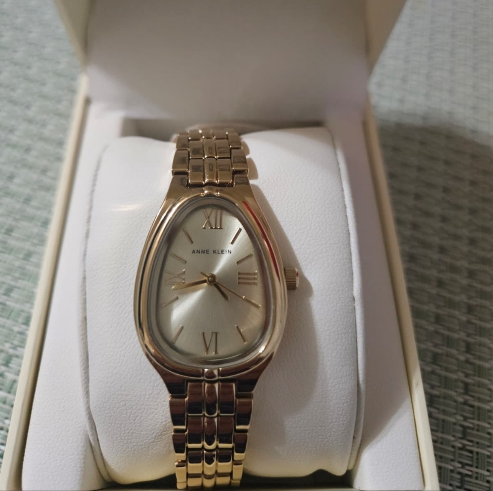 Anne Klein Gold-Tone Teardrop Bracelet Watch
